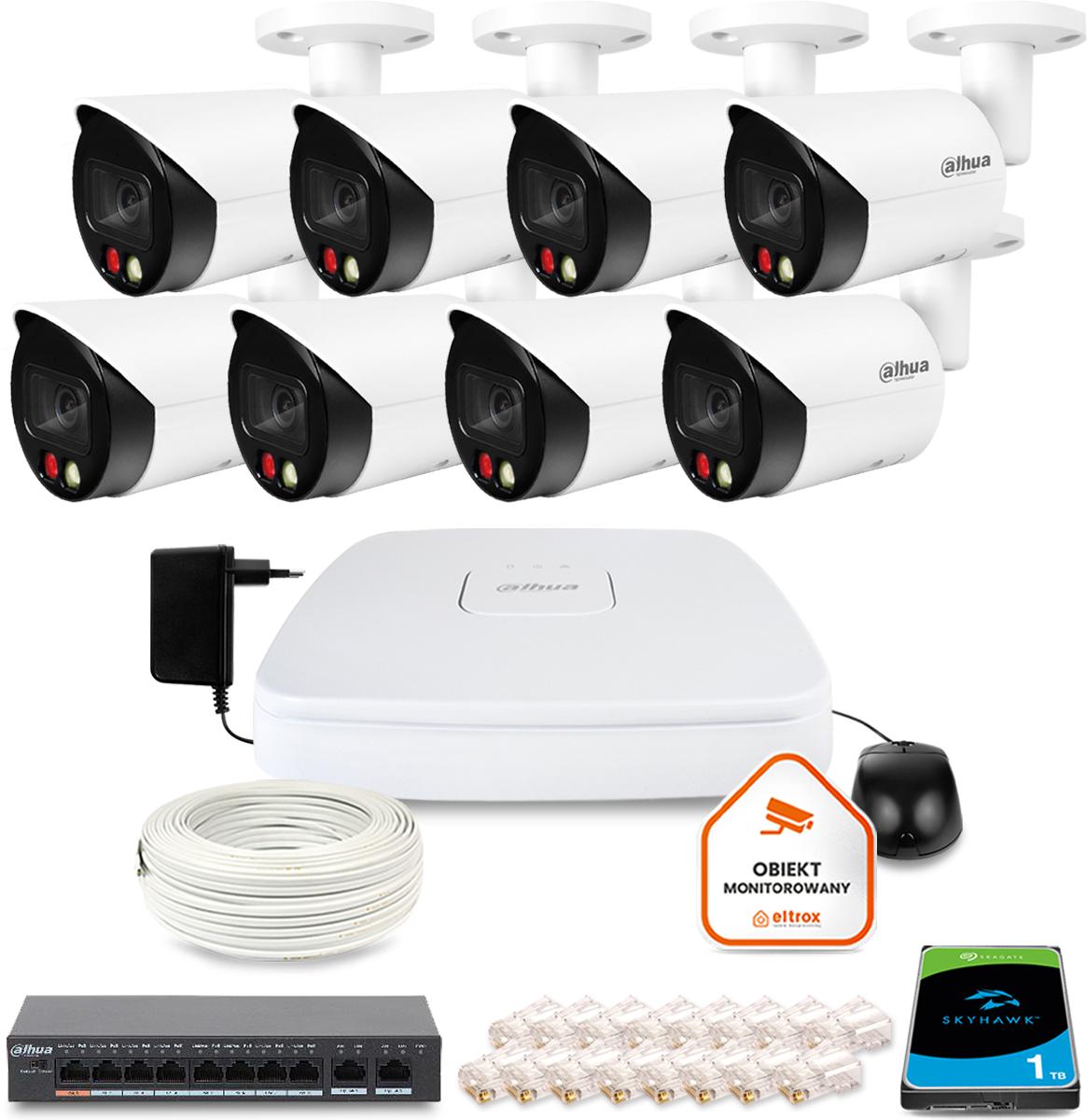 DAHUA IP monitorovacia sada 8 8Mpx dome kamier