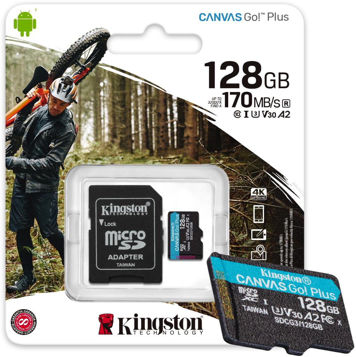 Pamäťová karta microSD Kingston Canvas Go Plus 128GB 170/90MB/s adaptér