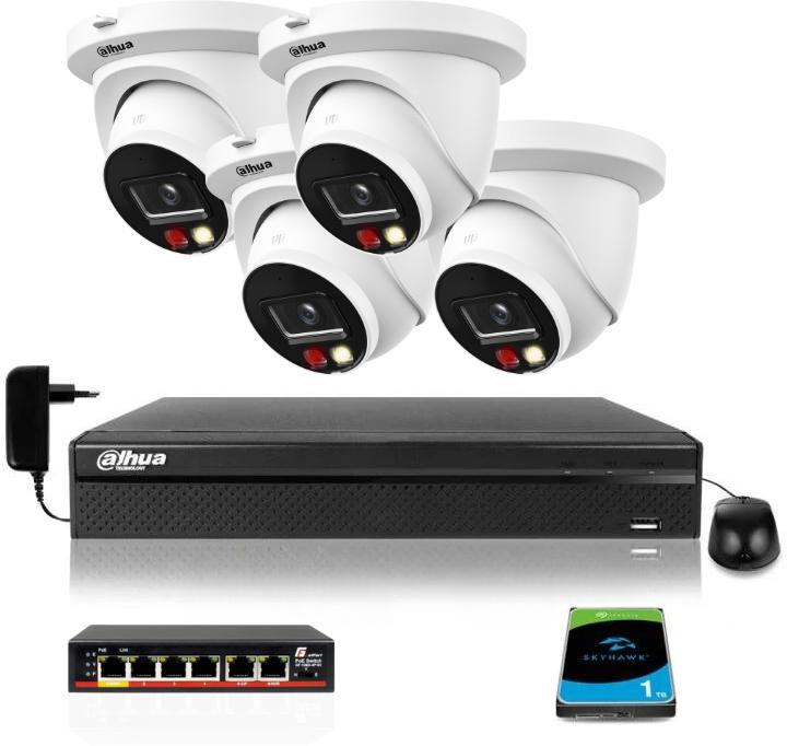 DAHUA IP monitorovacia sada 4 kamier IPC-HDW2849TM-S-IL-0280B 8Mpx
