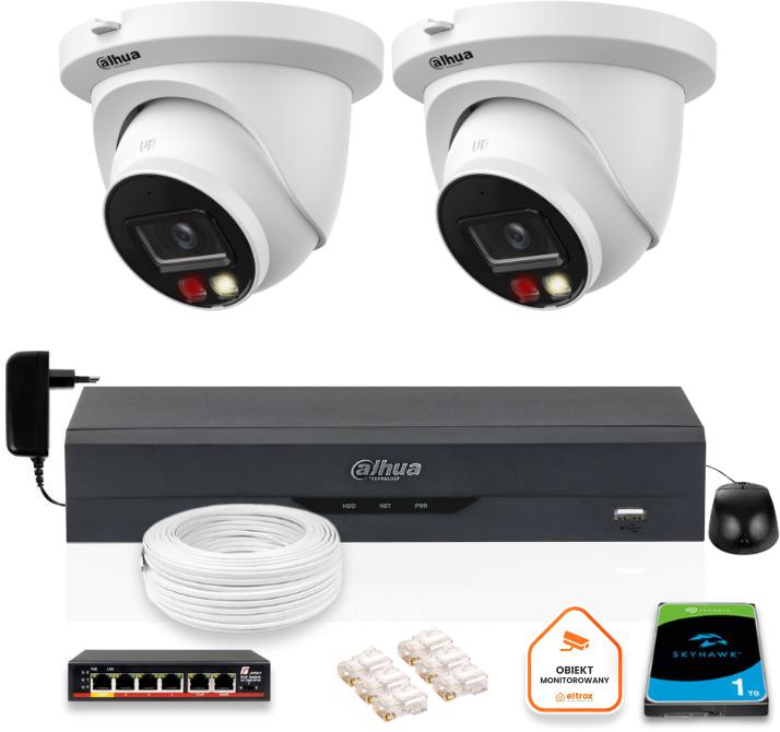 SADA 2 IP kamier Dahua 8mpx IPC-HDW2849TM-S-IL + DISK 1TB
