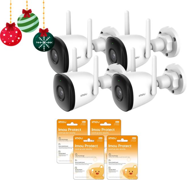 Sada 4 IP kamier Imou Bullet 2C 4MP IPC-F42P a 4 cloudových kamier Imou Protect