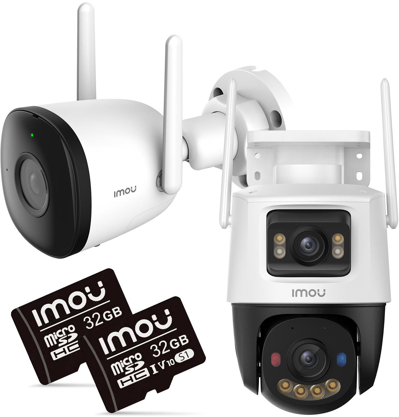 Súprava IP kamier IMOU BULLET 2C 4MP a Cruiser Dual 10MP s 32GB pamäťovými kartami