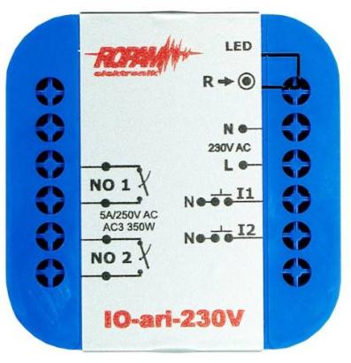 ROPAM IO-ari-230V bezdrôtový, do uší, dvojkanálový ovládač 230VAC, 2xNO, 2xIN (N).