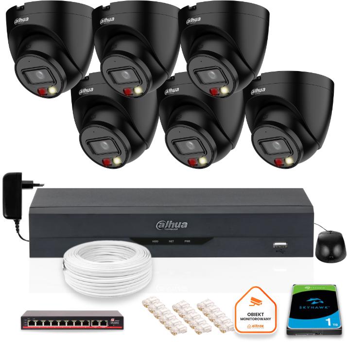 SADA 6 IP kamier Dahua 4mpx IPC-HDW1439V-A-IL-BLACK + DISK 1TB