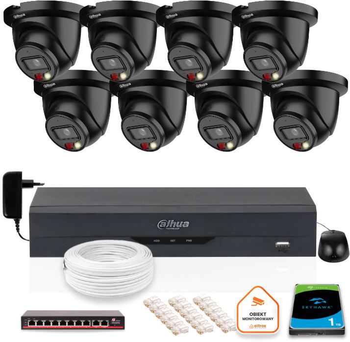 SADA 8 5mpx IP kamier Dahua IPC-HDW2549TM-S-IL-0280B-BLACK + DISK 1TB