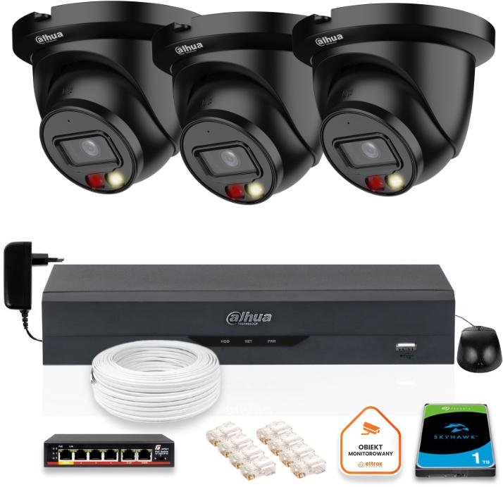 SADA 3 5mpx IP kamier Dahua IPC-HDW2549TM-S-IL-0280B-BLACK + DISK 1TB