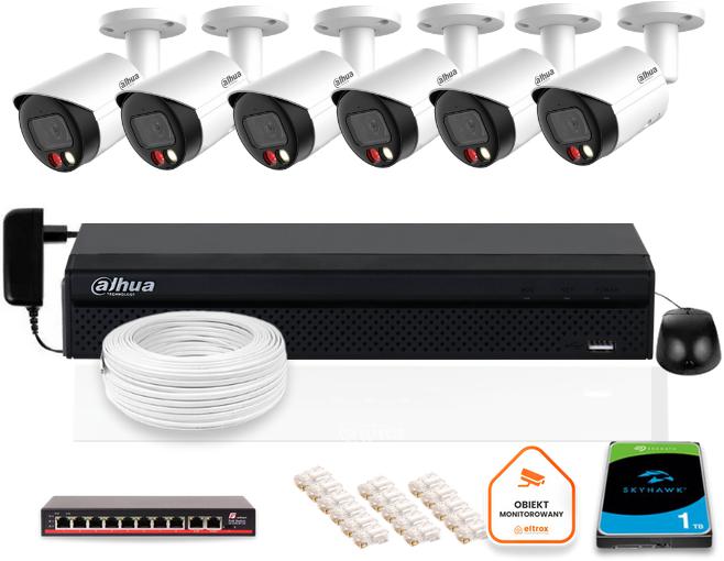 DAHUA IP monitorovacia súprava 6x kamera IPC-HFW2849S-S-IL-0280B 8MPX