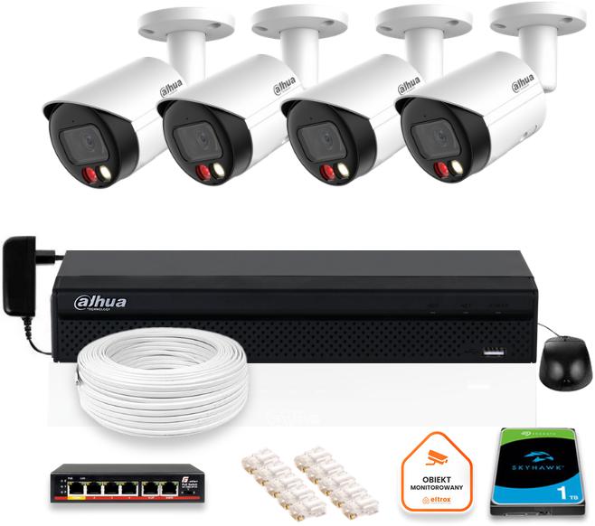 DAHUA IP monitorovací set 4x IPC-HFW2849S-S-IL-0280B 8MPX kamera