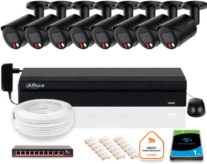 DAHUA IP monitorovacia súprava 8x kamera IPC-HFW2849S-S-IL-0280B-BLACK 8MPX