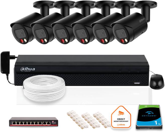 DAHUA IP monitorovacia súprava 6x kamera IPC-HFW2849S-S-IL-0280B-BLACK 8MPX