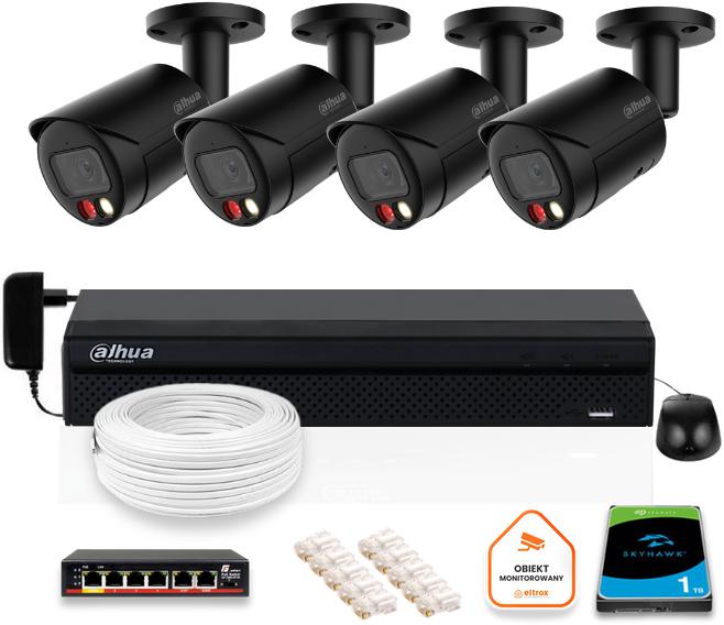 DAHUA IP monitorovací set 4x IPC-HFW2849S-S-IL-0280B-BLACK 8MPX kamera