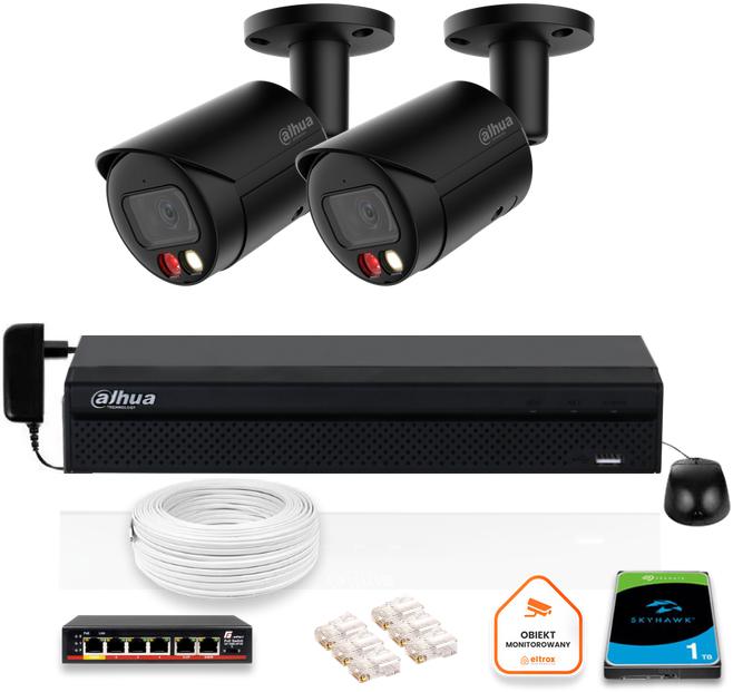 DAHUA IP monitorovacia súprava 2x IPC-HFW2849S-S-IL-0280B-BLACK 8MPX kamera