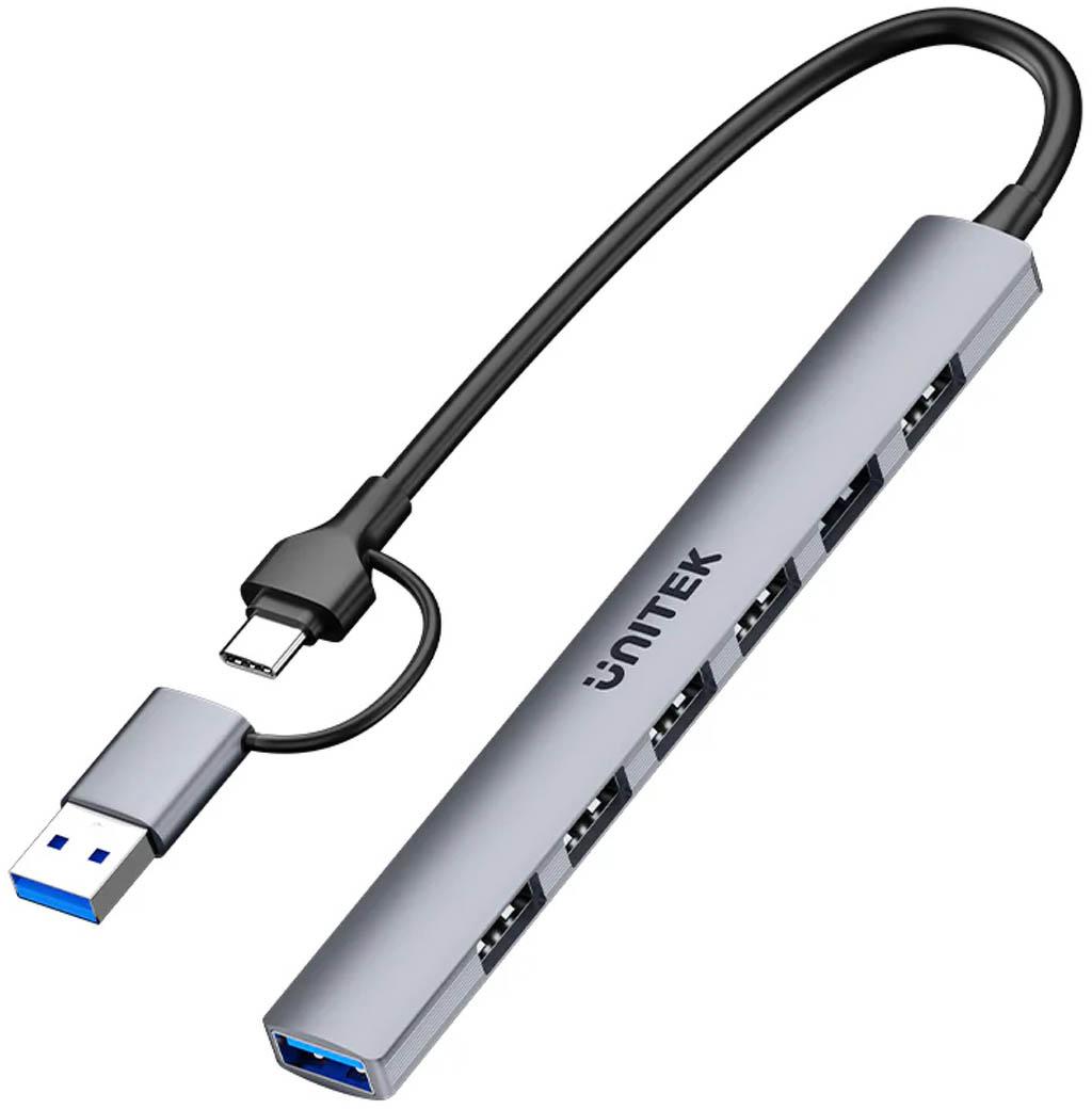 Rozbočovač Unitek USB-A/C 7v1 s adaptérom