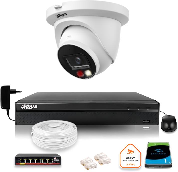 Dahua IP monitorovacia súprava 8mpx 4K kamera IPC-HDW2849TM-S-IL s 1TB diskom