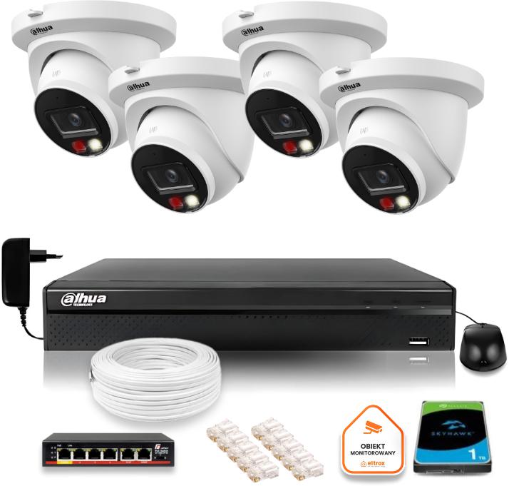 Dahua IP monitorovacia súprava 8mpx 4K 4 kamery IPC-HDW2849TM-S-IL s 1TB diskom
