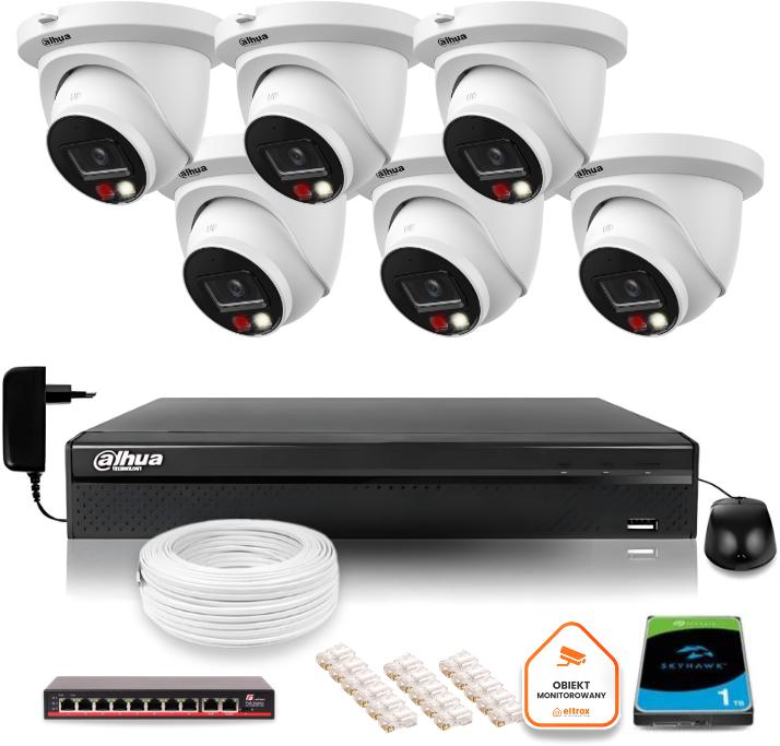Dahua IP monitorovacia súprava 8mpx 4K 6 kamier IPC-HDW2849TM-S-IL s 1TB diskom