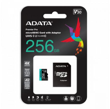 Adata Premier Pro 256 GB UHS1 U3 V30 A2 microSD pamäťová karta + adaptér
