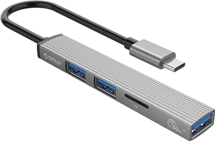 Orico Hub USB-C 3xport USB-A, čítačka microSD, alu