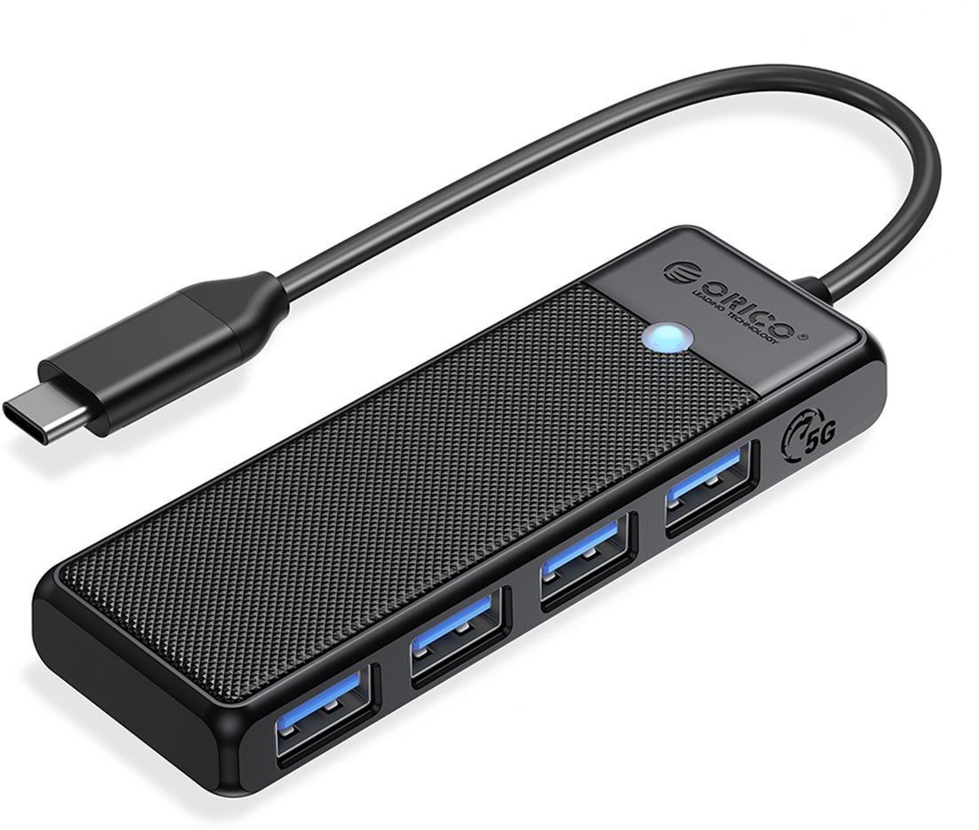 Orico USB-C rozbočovač 4-portový USB-A 3.0 5Gbps čierny