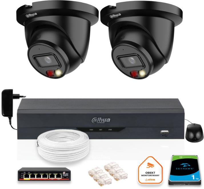 SADA 2 čiernych IP kamier Dahua 8mpx IPC-HDW2849TM-S-IL-BLACK + DISK