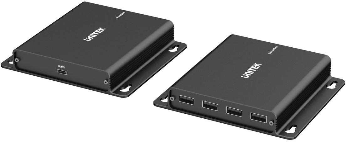 Unitek USB-C na 4× USB-A extender cez Ethernet, dosah až 150 m 480Mbps