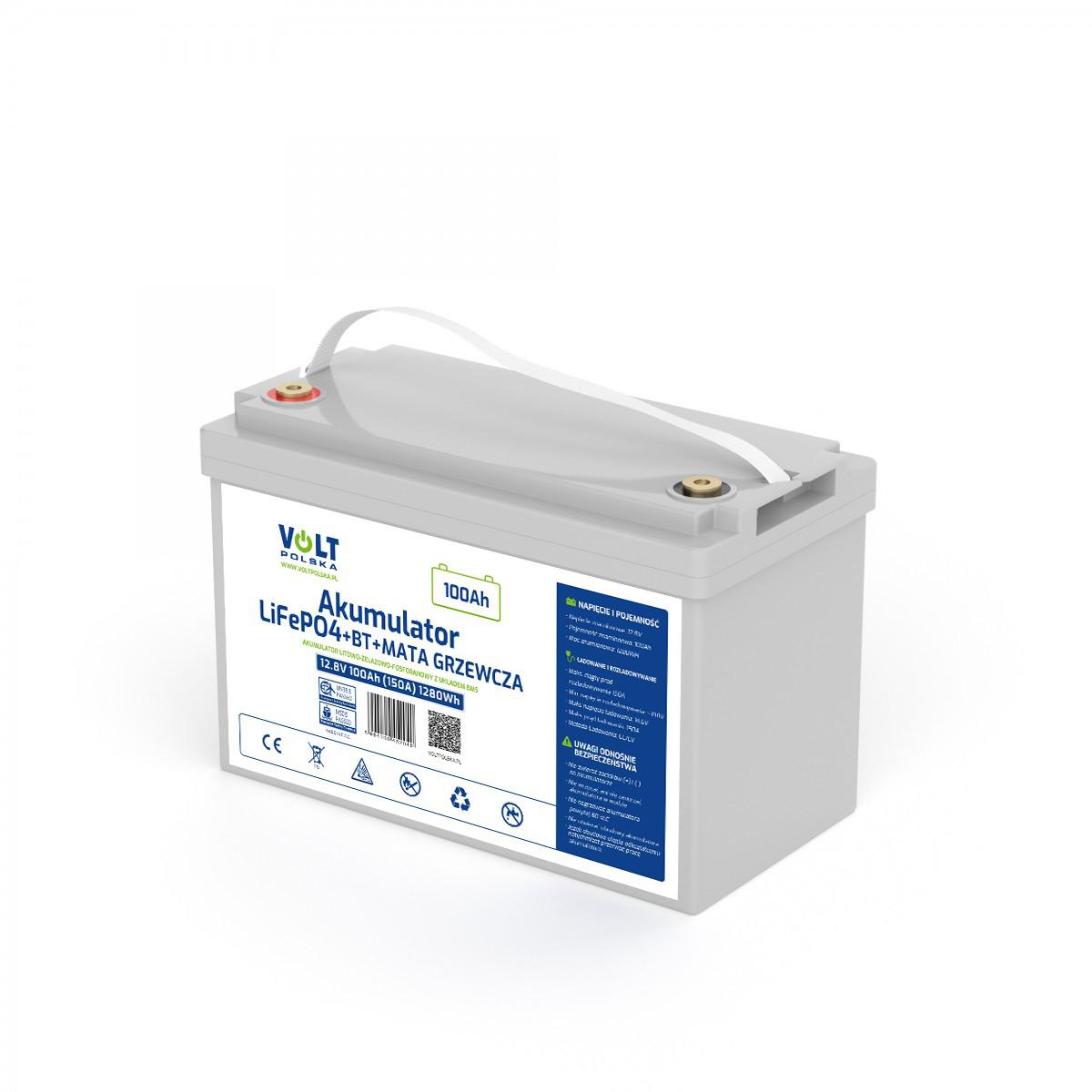 VOLT POLSKA LiFePO4 12,8V 100 Ah (150A) batéria + BMS + BLUETOOTH + VYKUROVACIA MATA