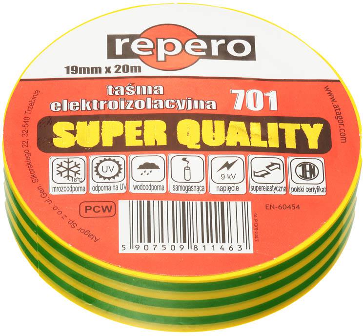 REPERO 701 ŽLTO-ZELENÁ IZOLAČNÁ PÁSKA 19MMX20M