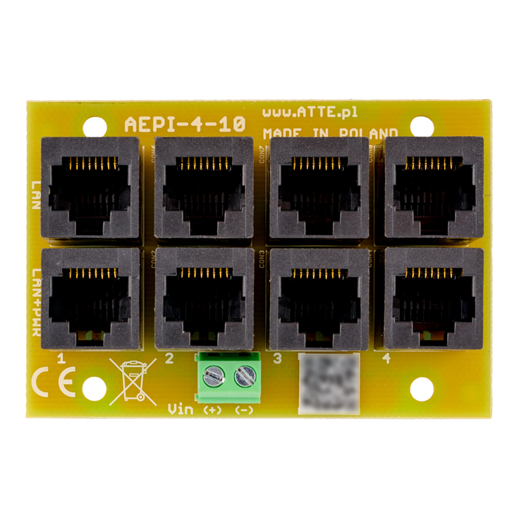 PoE PASSIVE 4-kanálový 10/100 adaptér ATTE AEPI-4-10-OF