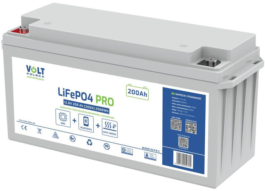 Volt Poľsko LiFePO4 12,8V 200 Ah (200A) batéria + BMS + BLUETOOTH + MATA