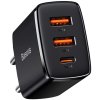 adowarka sieciowa baseus compact quick charger ccxje01 30w 2x usba 1x usbc pd 30 qc 30 czarna b7d053db71d97