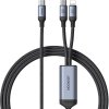2v1 Lightning / 2x USB-C Joyroom Speedy SA21-1T2 150cm 100W opletený kábel čierny