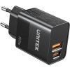 adowarka sieciowa unitek 1x usba 1x usbc qc pc 30 20w czarna 2465036145dcf