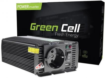 Měnič Green Cell® z 12V na 230V 500W/1000W Modifikovaná sinusovka GREEN CELL INV03DE