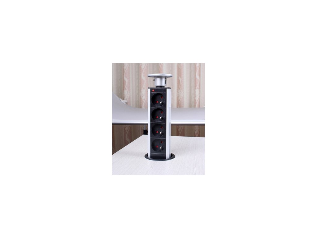 Rozvodný panel/zásuvková lišta COLUMN 4 zásuvky 2m kábel čierny