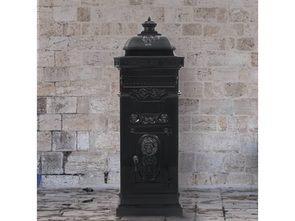 Multidom Hliníková poštová schránka vo vintage štýle odolná voči hrdzi čierna