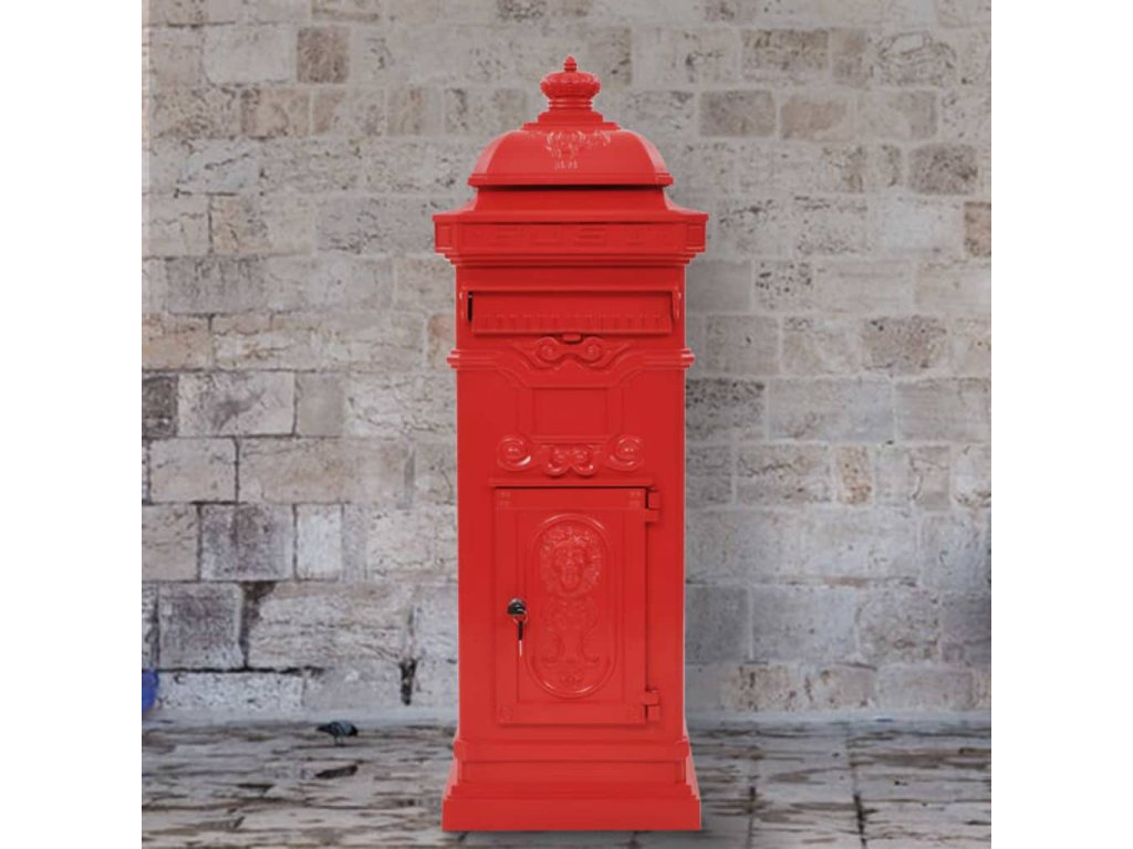 Multidom Hliníková poštová schránka vo vintage štýle odolná voči hrdzi červená