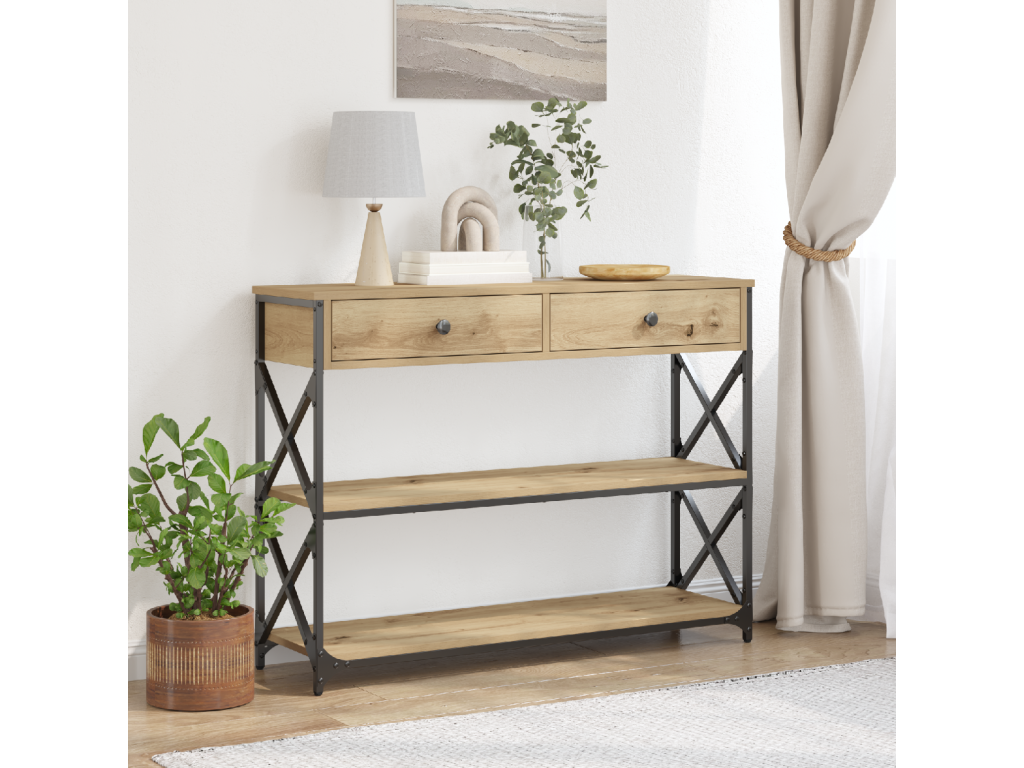 E-shop Multidom Konzolový stôl so zásuvkou dub artisan 100 x 28 x 75 cm