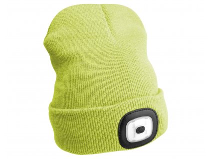 Čepice s čelovkou 180lm, nabíjecí, USB, uni velikost, bavlna/PE, fluorescentní žlutá SIXTOL