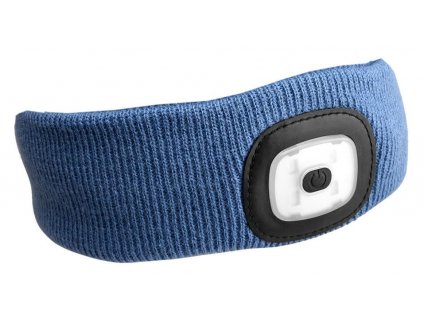 Čelenka s čelovkou 180lm, nabíjecí, USB, univerzální velikost, bavlna/PE, modrá SIXTOL