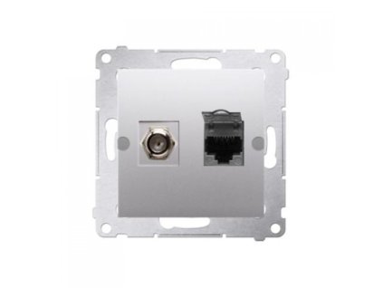 Zásuvka SAT "F" + RJ45 Simon 54 premium modul strieborná
