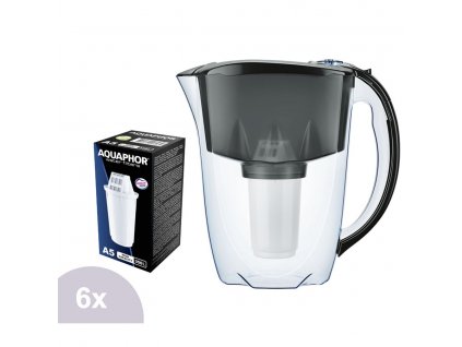Aquaphor Prestige filtrační konvice černá s indikátorem + 6 ks filtru Aquaphor A5