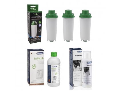 DeLonghi DLS C002 - Filter Logic CLF-950 (náhrada) 3 ks + EcoDecalk 500 ml +DeLonghi SER3013 Milk Clean