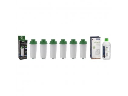 DeLonghi DLS C002 - Filter Logic CLF-950 (náhrada) 6 ks + EcoDecalk odvápňovač 500 ml