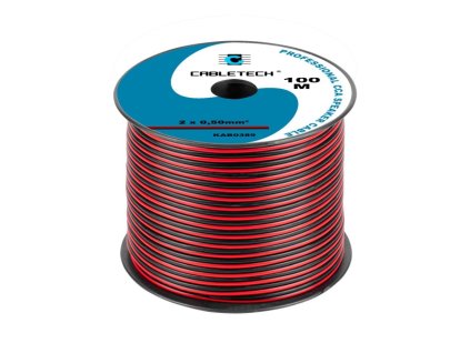 Kábel REPRO. 2x 0,50mm CCA čier-červ(100m)