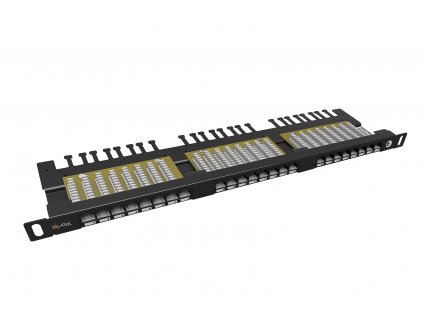 19" patch panel Solarix 24xRJ45 CAT6 UTP s vyvazovací lištou černý 0,5U SX24HD-6-UTP-BK