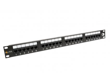 19" patch panel Solarix 24 x RJ45 CAT6 UTP 350 MHz černý 1U SX24-6-UTP-BK