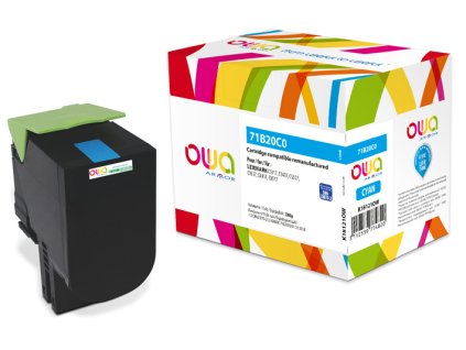 OWA Armor toner kompatibilný s LEXMARK 71B20C0, 2300st, modrá/cyan