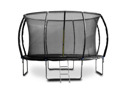Trampolína G21 SpaceJump, 366 cm, čierna, s ochrannou sieťou + schodíky zadarmo