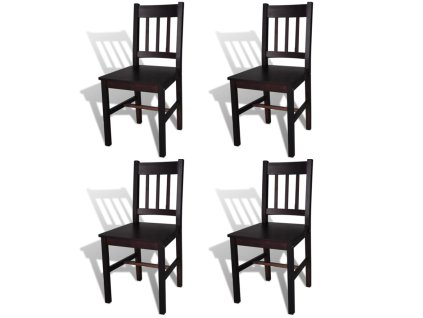 Multidom Jedálenské stoličky 4 ks, tmavohnedé, borovicové drevo