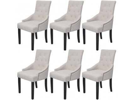 Multidom Jedálenské stoličky 6 ks, krémovo sivé, látka
